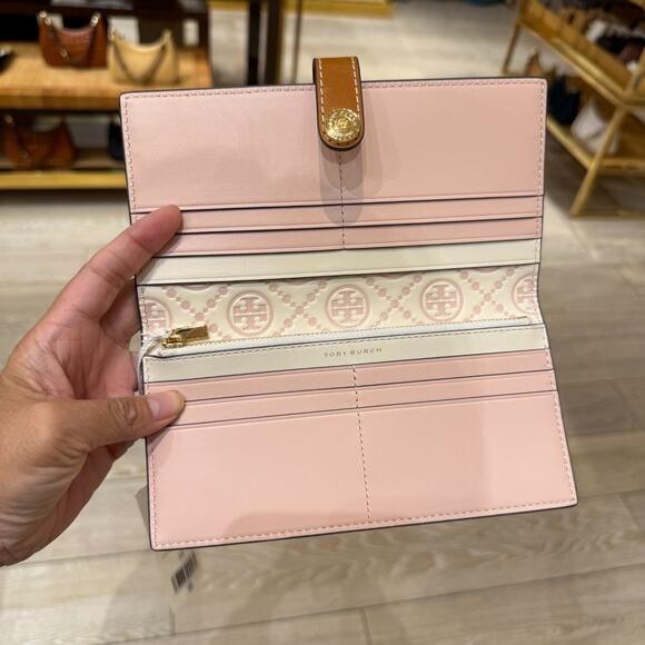 Tory Burch Monogram Zipped Leather Wallet 154972 Pink Dawn - Picture 5 of 6